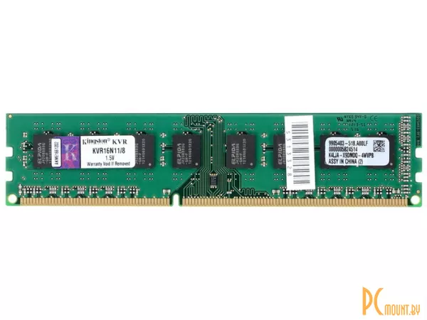 Память оперативная DDR3, 8GB, PC12800 (1600MHz), Kingston  KVR16N11/8
